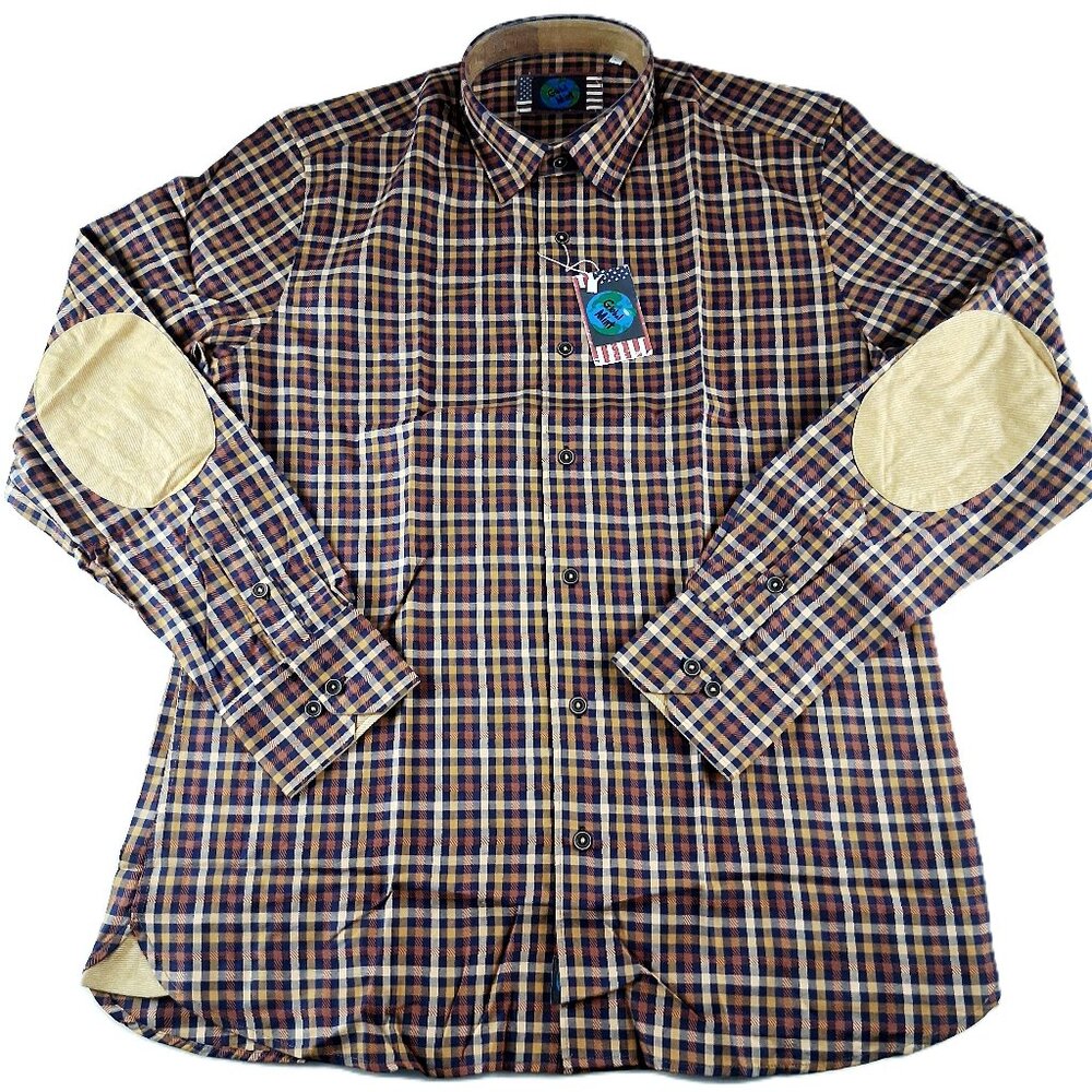 Luchiano Visconti Global Mint Button Front Shirt Men's Size Large Multi Plaid